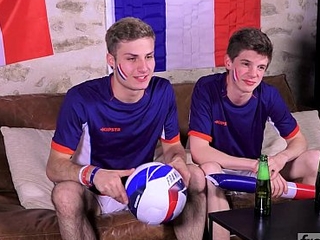 Two twinks support the French Soccer team back their own way