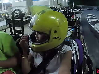 Go karting at hand heavy ass Thai teen inferior girlfriend and horny carnal acquaintance research