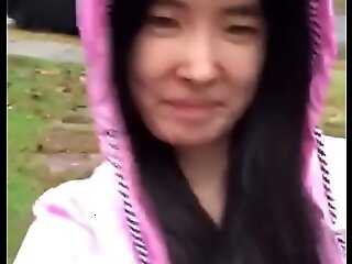 Asian Teen frank reveals herself in the rain!