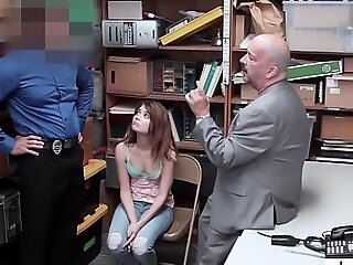 Sexy brunette teen banged by a policeman in front of stepdad